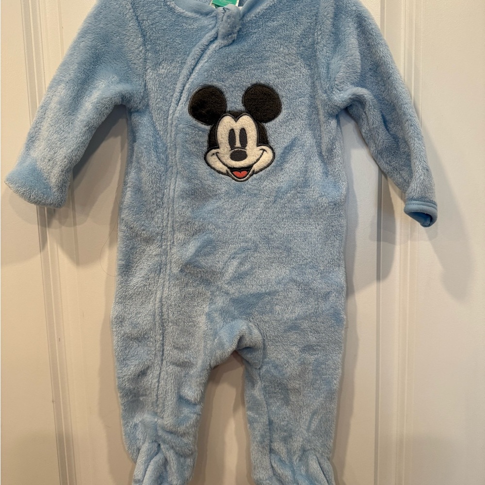 Disney Mickey Mouse Blue and Black Footie One Piece
